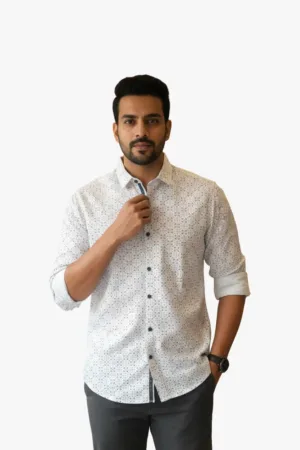 Men’s Printed Casual Cotton Shirt | Stylish Full Sleeve Slim Fit Shirt
