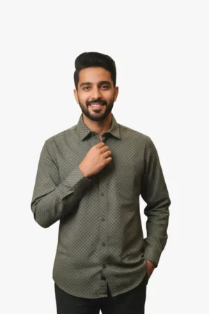 Men’s Printed Cotton Shirt | Stylish Geometric Design Full Sleeve Casual Shirt