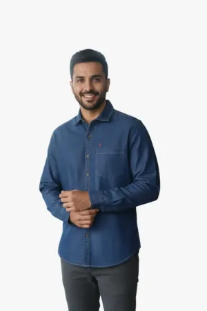 Men’s Blue Denim Shirt | Stylish Casual Wear Full Sleeve Cotton Denim Shirt